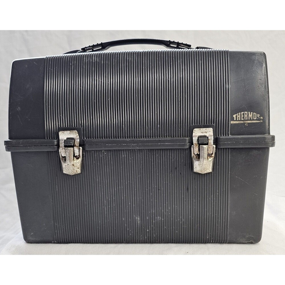 Vintage Thermos Grey Ribbed Lunchbox / Carrying Case – Norwich, CT USA